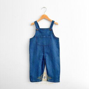 NWT Cute Unisex Denim Blue Jeans Overalls Dungarees Kids Romper Relax Fit 18-24M